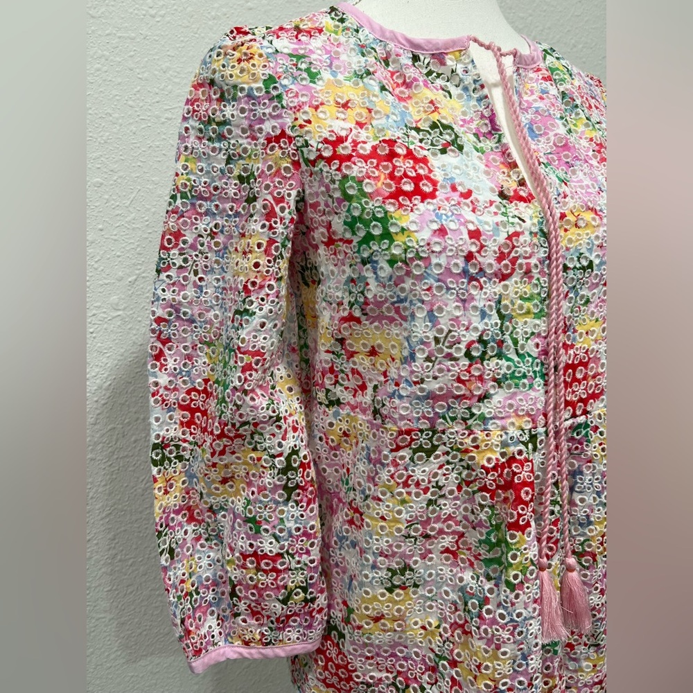 CUPCAKES AND CASHMERE Colorful Eyelet Top EUC - Picture 3 of 8
